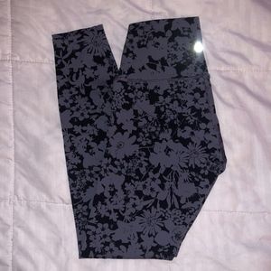 grey floral lululemon high rise tight 28" size 4
